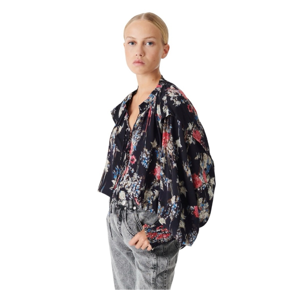 IRO Analin Floral Print Crepe de Chine Blouse